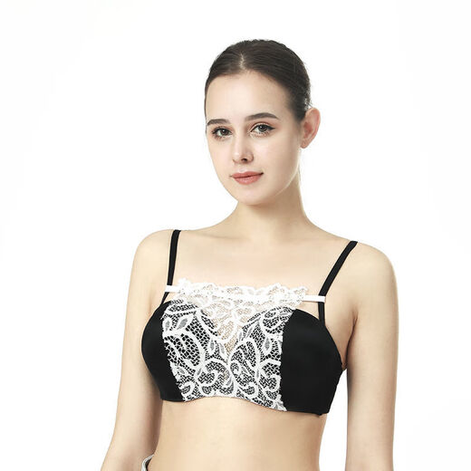 PI Aishi 2-piece anti-exposure tube top artifact with summer thin style, versatile lace low-neck breast cover, strapless, black + black - 2-piece wipes, one size fits all