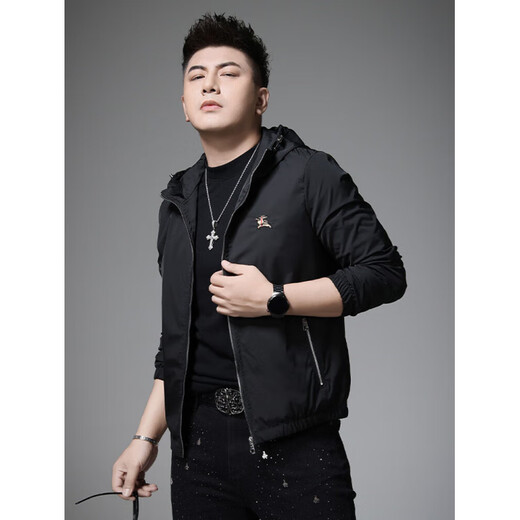 ROYAL PALM POLO SPORTS CLUB European station men's high-end spring and autumn trendy brand embroidered hooded jacket men's coat men's new autumn top casual black 4XL