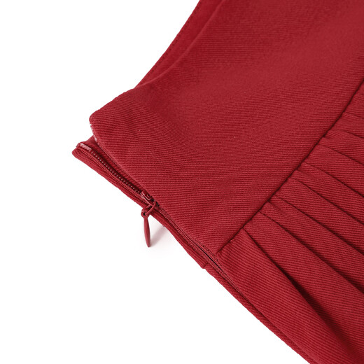 ELLE KIDS Children's Clothing Wide Waist Pleated Umbrella Skirt Girls Winter New French A-line Profile Horse Year Red Half Skirt New Year Red 165 (M)