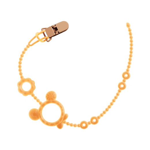 Golden collar cat teether anti-lost baby teething stick toy that can chew baby silicone anti-lost lanyard pacifier chain clip Vibrant Orange-Extended 42cm