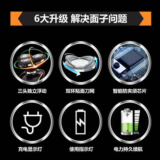 Jingdong Express self-operated electric razor for men 2025 new small steel cannon without stubble official flagship store original authentic razor hot selling No. 1 shaver silver standard + head + nose hair trimmer + sideburn trimmer + facial cleansing device