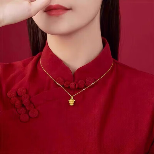 Priggs 999 gold zodiac necklace 999 gold pendant pure gold zodiac sign for girlfriend gold zodiac rat 0.7g + 18K gold necklace +