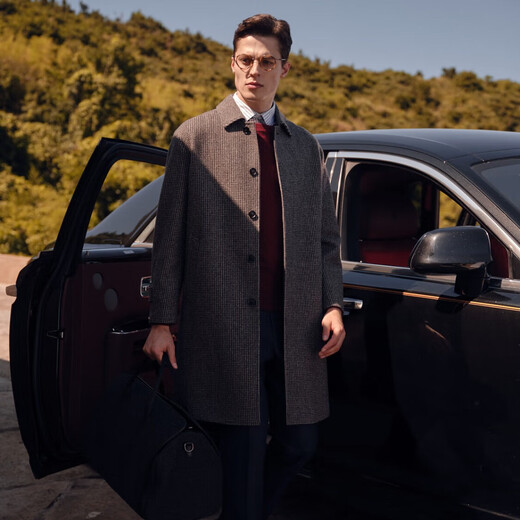 Xinuer windbreaker men's autumn and winter business gentleman mid-length windbreaker thickened warm casual coat jacket for men navy blue one size fits all custom-made