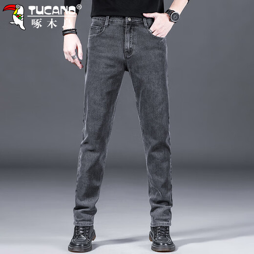 Woodpecker (TUCANO) jeans men's pants men's spring loose straight casual pants men's elastic trendy versatile trousers gray 32