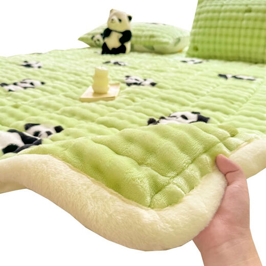 Fantasy thickened rabbit down milk velvet bed cover autumn and winter plus velvet quilted tatami plus velvet sheets baby velvet bed blanket mattress Forest Panda-Bubble Rabbit Velvet bed sheet style bed cover single piece-150x200cm encrypted warm velvet thermal storage constant temperature
