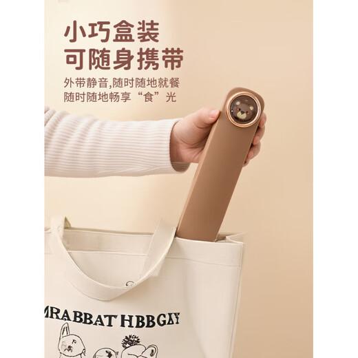 He Jiagong 316 stainless steel chopsticks and spoon set cutlery box student portable tableware set for one person 316 bear spoon + wooden chopsticks + bear box 3-piece set