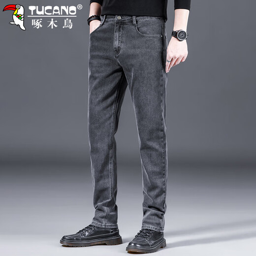 Woodpecker (TUCANO) jeans men's pants men's spring loose straight casual pants men's elastic trendy versatile trousers gray 32