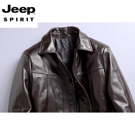 JEEP SPIRIT осенне-зимняя кожаная куртка мужская деловая повседневная мужская кожаная куртка средней длины с лацканами модная мужская кожаная куртка большого размера черного цвета первый слой 1096 стиль M 170