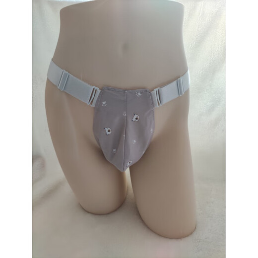Men's Type A Cotton Thong Wide Belt Breathable Large Size Underwear Gray 50-55