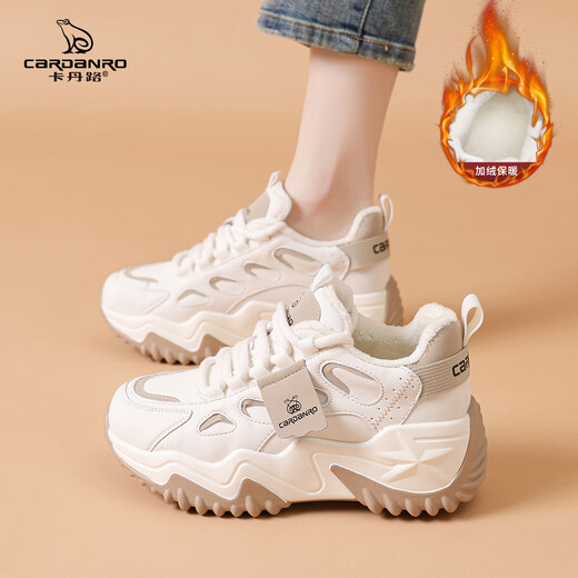 CARDANRO plus velvet daddy shoes for women 2025 new autumn and winter fashion heightening sports forrest shoes thick-soled warm big-toe cotton shoes Mi Xing (plus velvet) 34