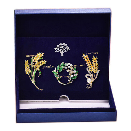 Cuishe Yuan Wheat Ear Brooch Women's High-end Anti-exposure Corsage Set Pin Accessories Birthday Gift for Girlfriend, Wife, Mom Wheat Ear Suit