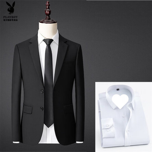Playboy (PLAYBOY) men's suit, high-end suit, four-piece suit, business formal attire, vest, professional attire, interview, work, groom's suit (single piece), black blazer S