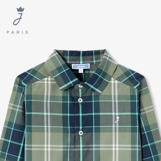 JACADI French boys' long-sleeved shirt new pure cotton spring and autumn versatile plaid top 2043783 gray/multicolor 779 120 /6A