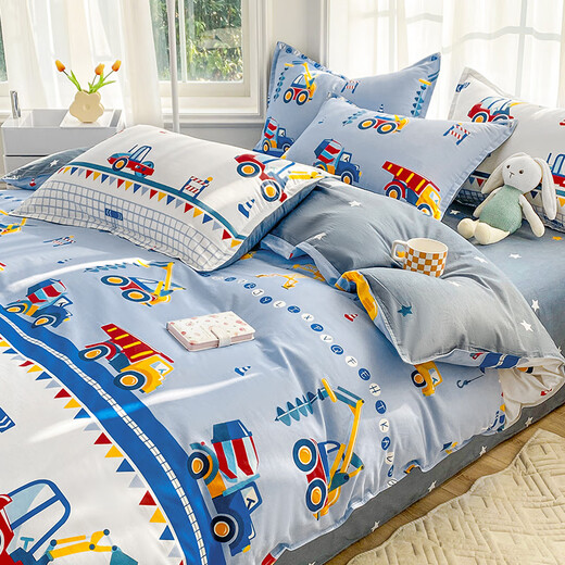 Hongdou Home Textiles (HOdoHome) Kindergarten three-piece children's quilt cover pure cotton quilt cover baby six-piece quilt bedding set for nap Lugang Town 100% cotton pad quilt cover 90cm*200cm