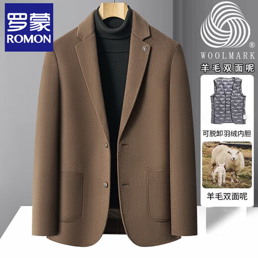 Romon Woolen Coat Men's 2025 New Short Winter Thick Down Liner Wool Suit Double-sided Woolen Coat