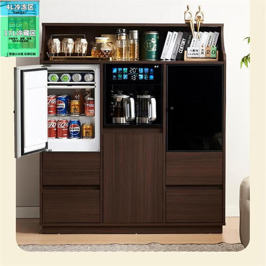 Dilang New Sterilization Integrated Solid Wood Tea Bar Machine Water Dispenser Home Embedded Office Sideboard Home Fully Automatic Ice Bar 10 Two Doors (Fridge + Boil Water + Make Tea) Heating Type Ice Warm