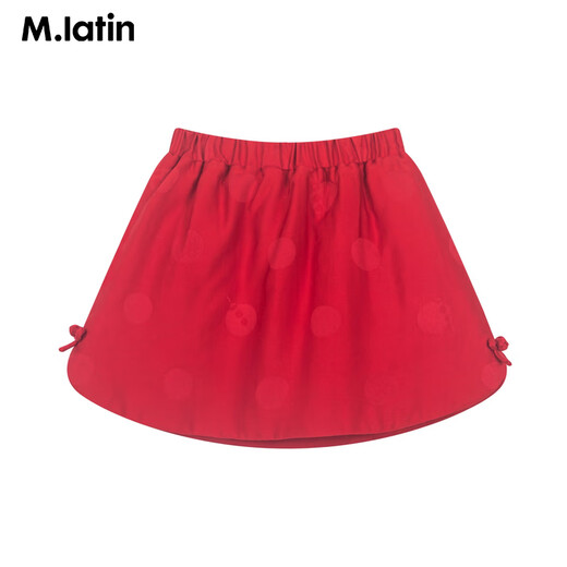 M.Latin shopping mall same style New Year's greetings children's skirt 26 spring new style polka dot jacquard regular waist skirt for girls and boys big red 140