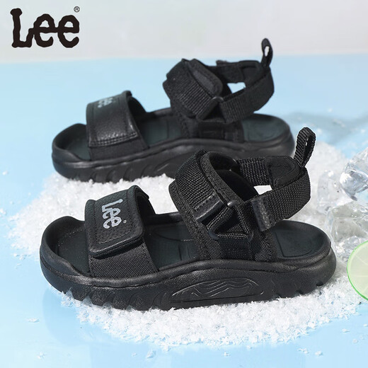 Lee children's shoes summer children's sandals girls black hollow sports beach shoes boys big black 28 recommended foot length 172.5mm