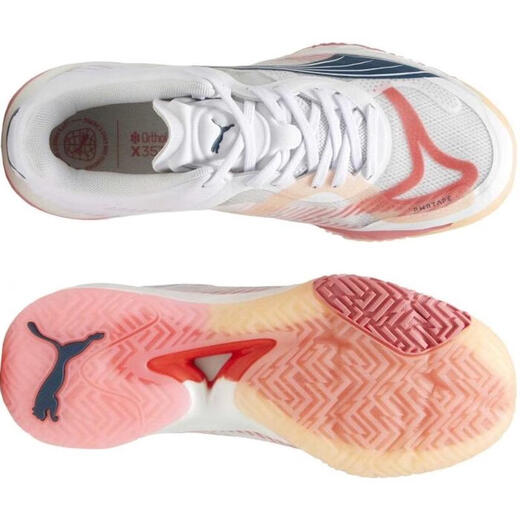 PUMA women's indoor sports shoes, high response cushioning, quick start, flexible support, white upper white (white / mix) 37.5