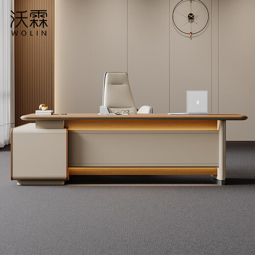 E0 Level Manager Desk Boss Desk Simple Modern President Single Supervisor Office Desk and Chair Combination Single Side Cabinet-1.6 Meter Desk