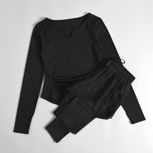 LI NING Li Ning Flagship Store 2025 autumn and winter new yoga clothing set for women, high-end Pilates training fitness long pink top + purple pants L