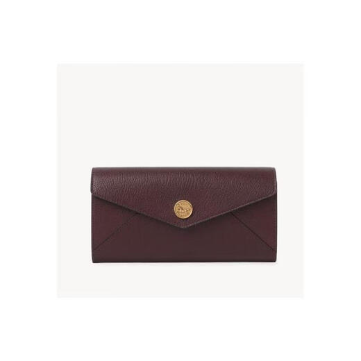 Chloe women's wallet with multiple card slots for document storage, daily carry, anti-wear, dark red embossed leather, red, one size fits all