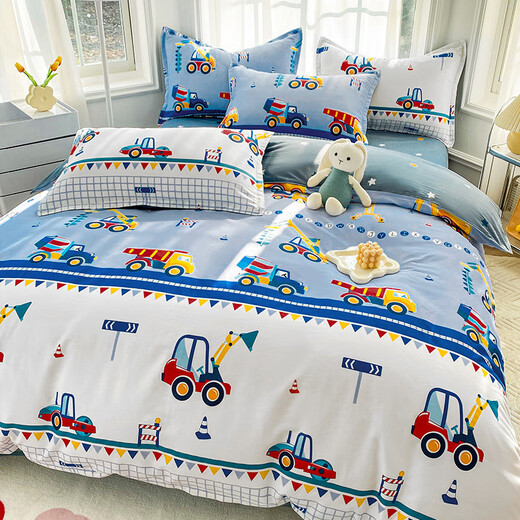 Hongdou Home Textiles (HOdoHome) Kindergarten three-piece children's quilt cover pure cotton quilt cover baby six-piece quilt bedding set for nap Lugang Town 100% cotton pad quilt cover 90cm*200cm
