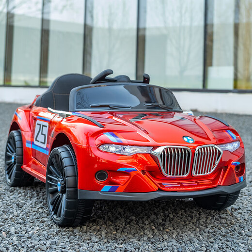 Stroller, children's electric car, four-wheel enlarged, can seat people with remote control, charging toy car for boys and girls, baby electric, red single drive + small battery + early education music + remote control