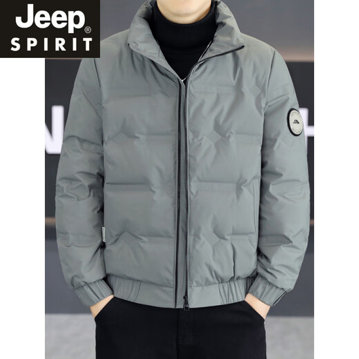 JEEP SPIRIT Lightweight Down Jacket Men's Winter 2025 New Simple Stand-up Collar Jacket Trendy Casual Coldproof Wear Youth Top Black XL