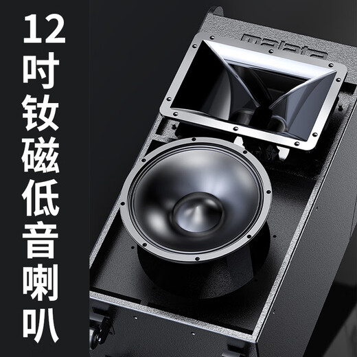 Malata square dance audio high-power shocking bass portable outdoor karaoke trolley speaker professional stage performance equipment karaoke sound card live broadcast internal recording all-in-one machine M+9760 popular (12-inch neodymium magnetic bass) built-in sound card + dual charging microphones