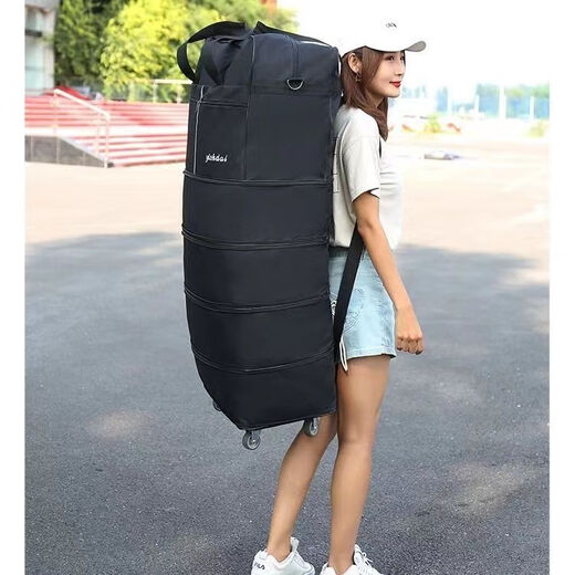 AIFENGGE 158 aviation checked bag wheeled luggage bag large-capacity travel bag women's moving suitcase folding travel bag 42-inch green four-layer extended S comes with a strap and 2 explosion-proof belts three-steel plate universal silent 6-wheel free code lock