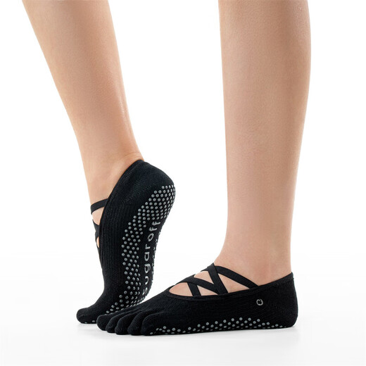 Sugaroff Pilates socks non-slip professional female ballet five-finger indoor dance yoga socks fitness training socks black XS size 33-35.5