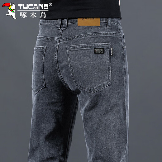 Woodpecker (TUCANO) jeans men's pants men's spring loose straight casual pants men's elastic trendy versatile trousers gray 32