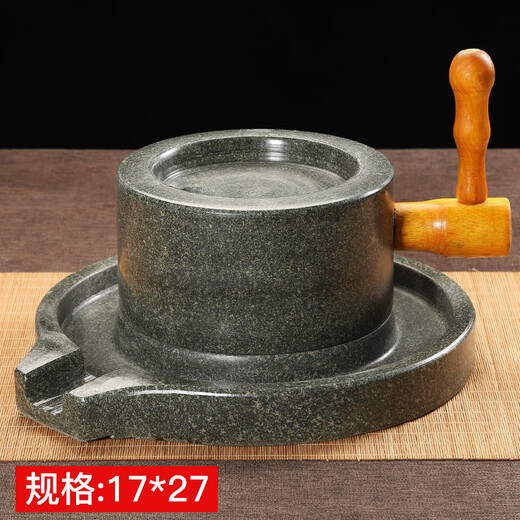 Shijanu retro small stone mill household handmade stone mill household stone mill disc small stone mill household mini stone mill soy milk tofu machine 17*27 wooden handle (kindergarten model)