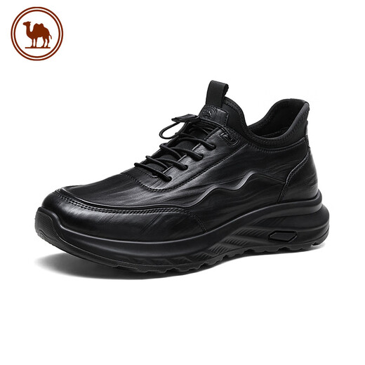 Camel cowhide men's leather shoes business sports casual wear-resistant versatile thick sole P14A211626 black 40