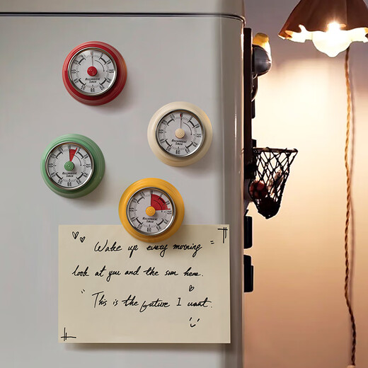 霜山厨房定时器机械计时器做饭定时提醒器时间管理闹钟倒计时磁吸 古典红【无需电池/磁铁吸附】