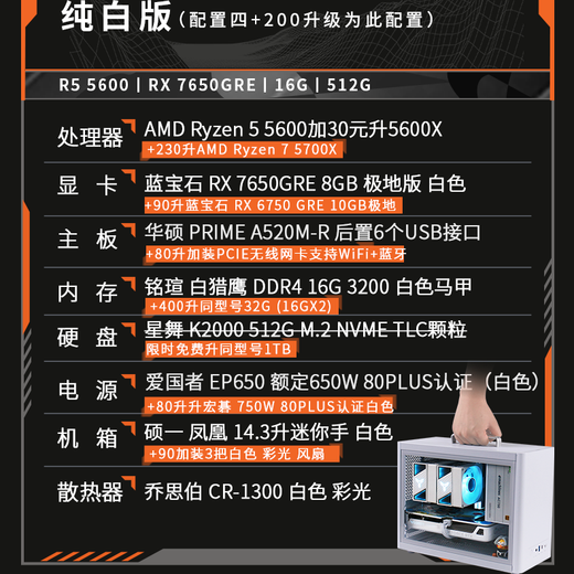 AMD R5 5600/RX7650GRE/6500XT mini host ITX complete portable DIY computer assembly machine desktop mini office desktop AI PC computer configuration four | R5 5600/RX7650GRE
