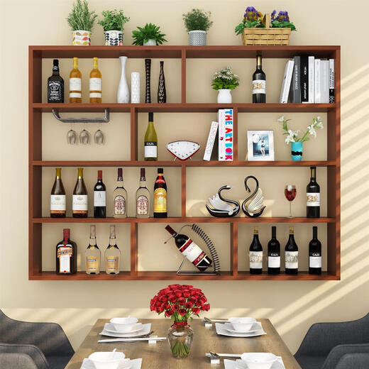 Zhong Zhanggui wall-mounted wine rack simple wine cabinet multi-layer restaurant wall wine rack hotel creative hanging wall cabinet storage rack bookshelf 150 long 110 high 20 deep three layers Please note that the color defaults to warm white