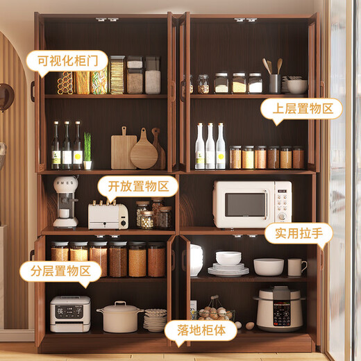 Zhong Zhangguo wine cabinet living room wall-mounted integrated cabinet home meal preparation cabinet solid wood color tea cabinet entrance display cabinet partition cabinet 6 doors 1 drawer 2 compartments pastoral color 80x30x174cm