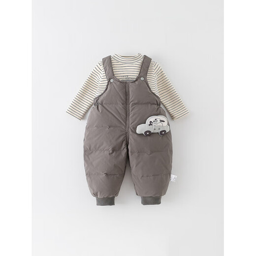Aigechen baby baby down overalls autumn and winter new male baby down overalls a category infants and young children can jumpsuit men gray YQ3178 one size 73CM