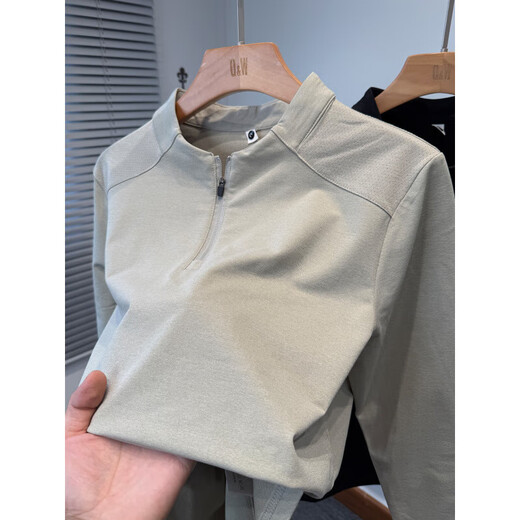 GOLDLION G+ Goldlion half-zip Henry collar long-sleeved T-shirt men's 2025 new autumn sports and leisure black M