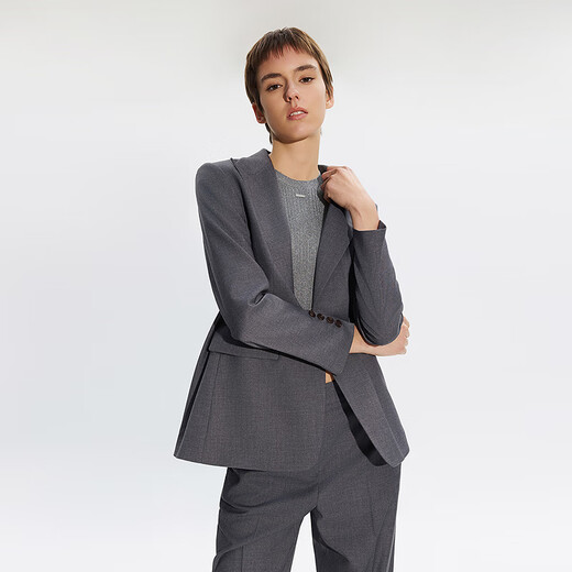 Langzi EiLEEN ELITEE 2025 new autumn new high-end college style workplace commuting loose suit jacket for women, dark gray L