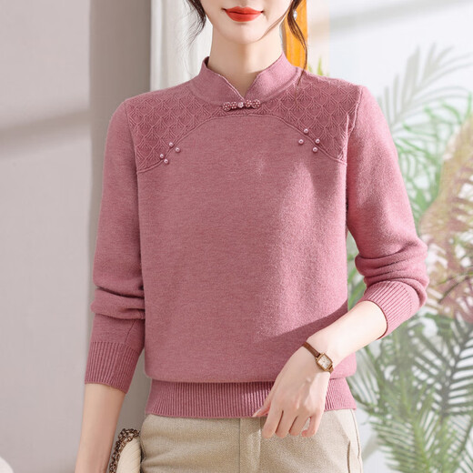 Hodo (Hodo) mother's outfit plus velvet and thickened warm base layer red sweater for the year of birth in autumn and winter middle-aged women's inner knitted sweater