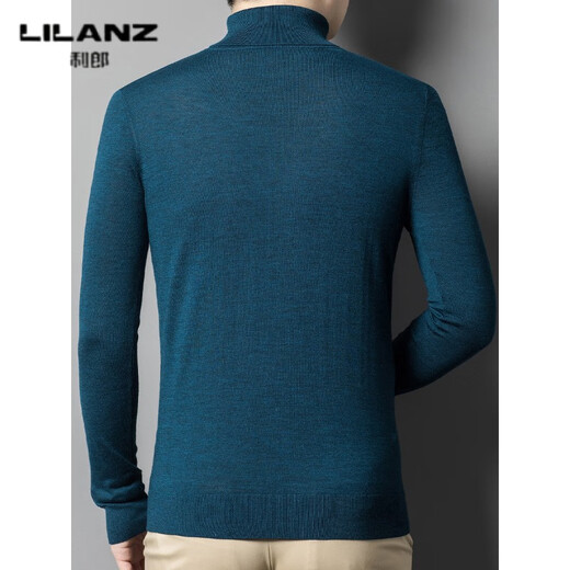 Lilang Light Luxury Turtleneck Worsted Wool Sweater Men's Spring and Autumn Thin Long Sleeve Bottoming Shirt 100 Pure Wool 60 Count Super Fine Black Thin Section 4XL (190)