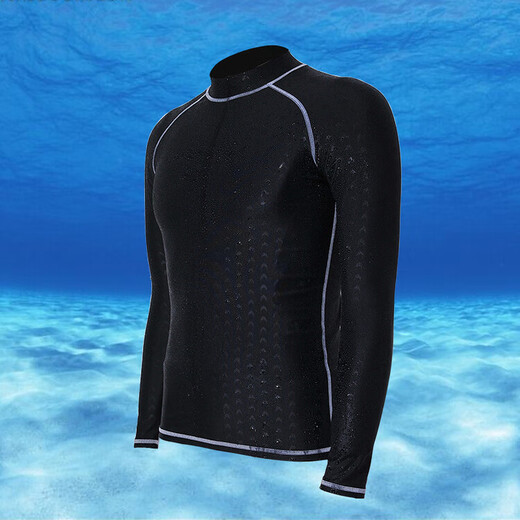 Waterproof and quick-drying men's long-sleeved diving swimming top coach clothing men's imitation shark skin snorkeling and surfing clothing black black line M 155-160
