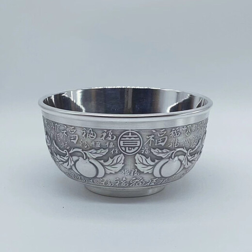 Pure silver 999 embossed antique collection silver bowl sterling silver crafts gift collection gift for elders and leaders, more than enough every year, about 137g