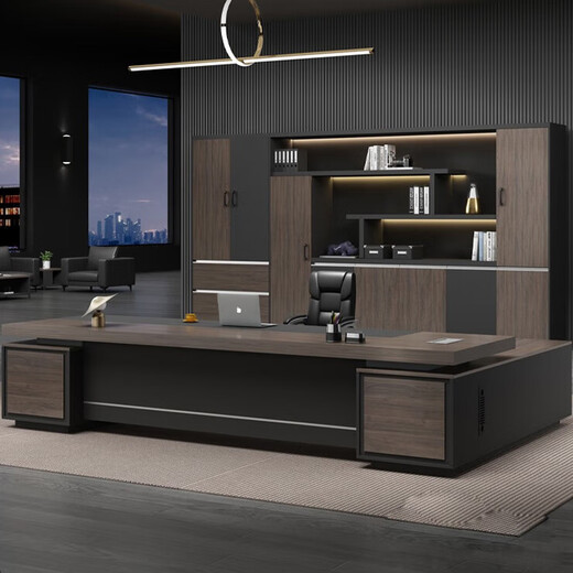 Boss desk office chair combination simple modern president desk executive leader computer desk light luxury 1.6 meters with single side cabinet