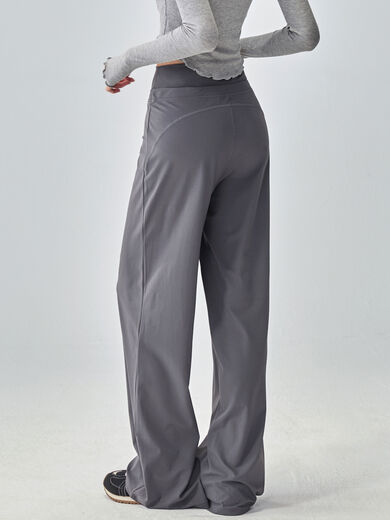 Fitness girl loose sports pants casual slimming yoga pants high waist Pilates training wide leg trousers new autumn and winter gemstone gray plus velvet style S S