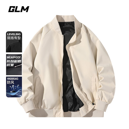 GLM jacket men's spring and autumn loose jacket men's casual simple baseball uniform men's comfortable versatile top black 3XL