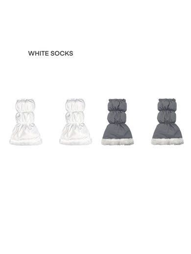 Japan imported MUJU white socks autumn and winter new down warm socks sports wool lined windproof calf socks and snow white + gray one size fits all